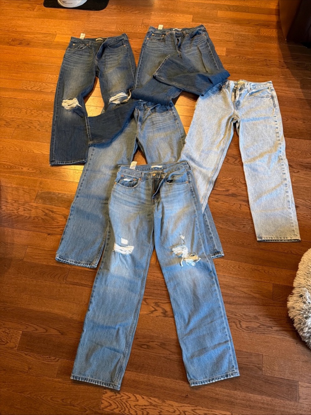 FOUR pairs Levi’s Low Pro Straight various styles EUC size 30